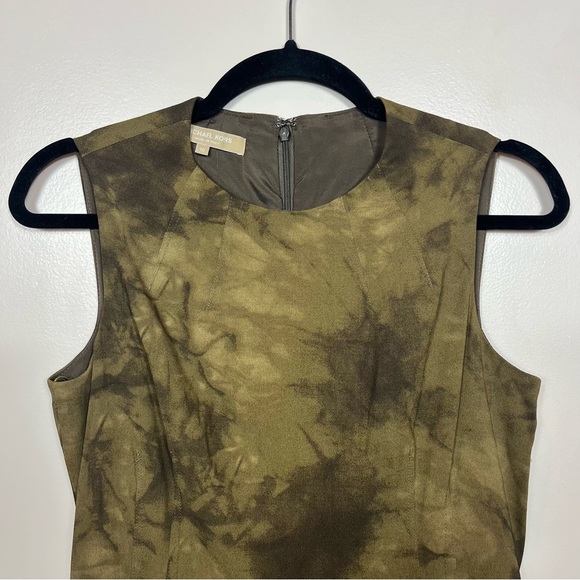 Michael Kors Collection Sheath Dress Size 10 Midi Length Sleeveless Olive Italy - Picture 3 of 12